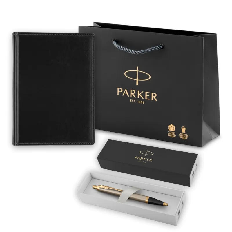 Parker Набор: Шариковая ручка IM Brushed Metal GT BP (1931670) + Ежедневник черный +пакет (1931670MAL) 