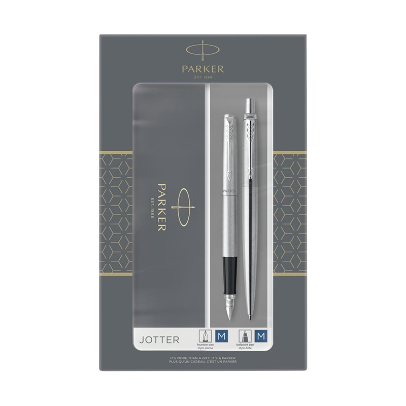 Parker FK61 Набор Parker Jotter Stainless Steel  перьевая + шариковая (2093258) 