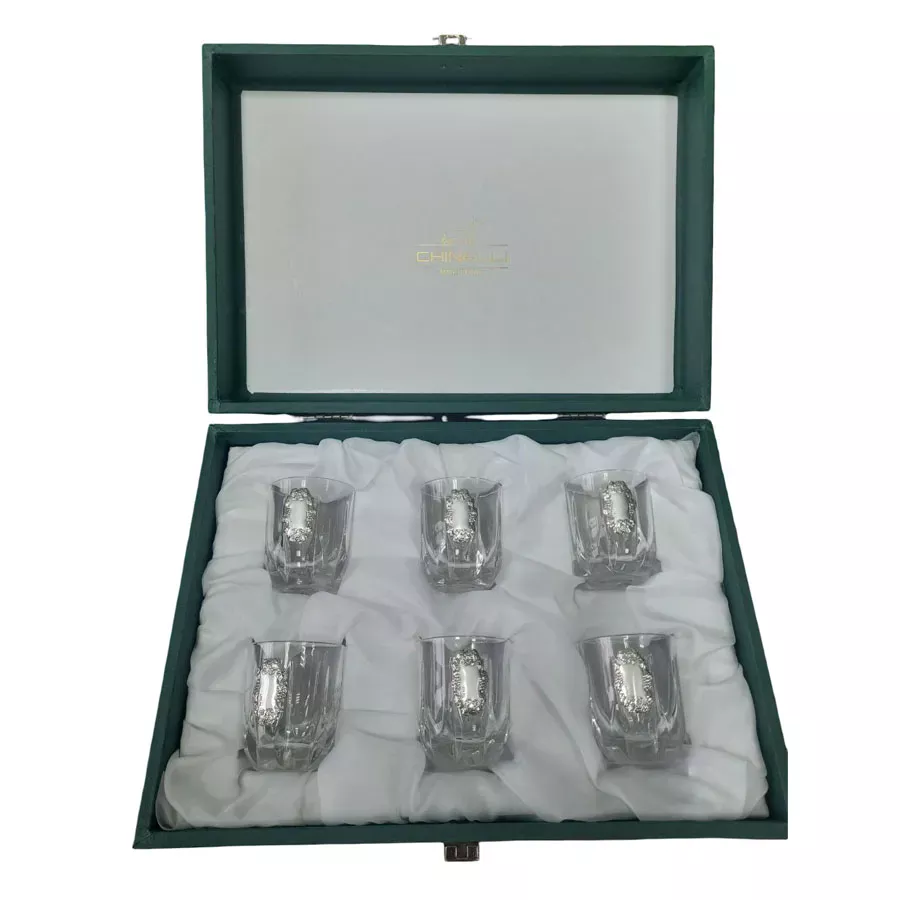 Chinelli Набор рюмок Goya для водки с отделкой из серебра 