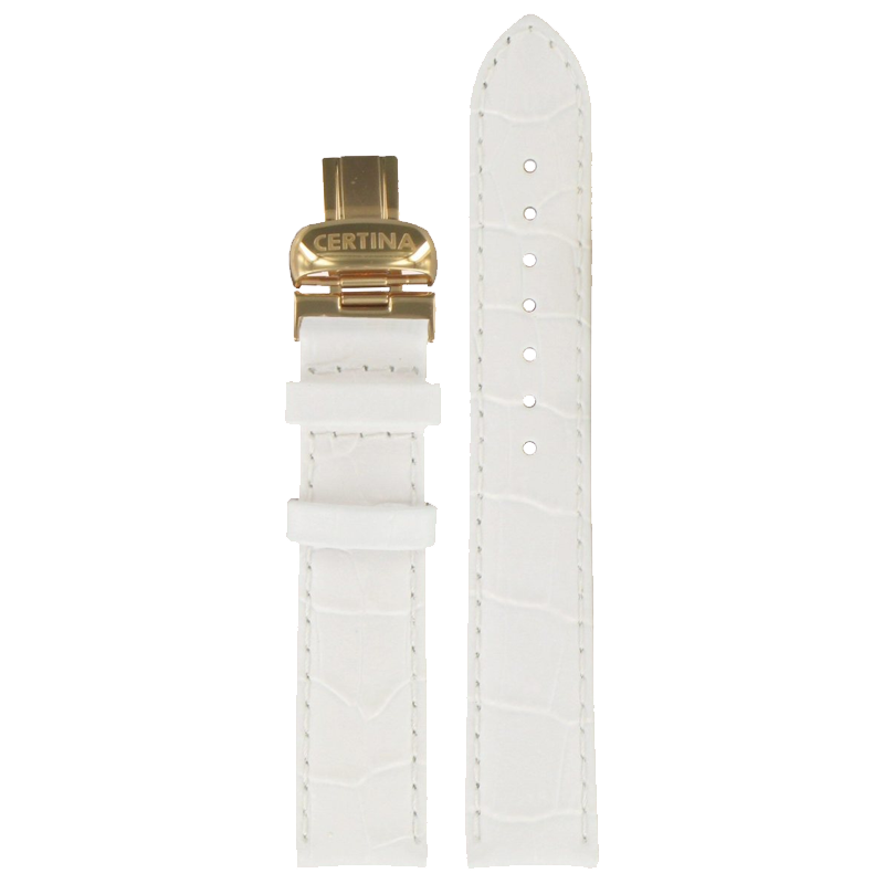 Certina Ремень Certina 17мм белый C014.217, C014.235 с розовой клипсой 