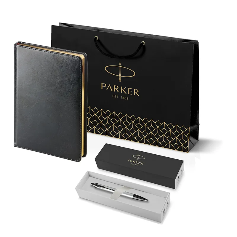 Parker Набор:Шариковая ручка IM MGREY BT BP (21277521) + Ежедневник черный +  пакет (212_3_128.027752) 