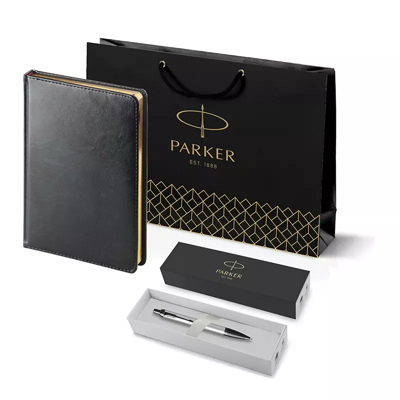 Parker Набор:Шариковая ручка IM MGREY BT BP (21277521) + Ежедневник черный +  пакет (212_3_128.027752) 