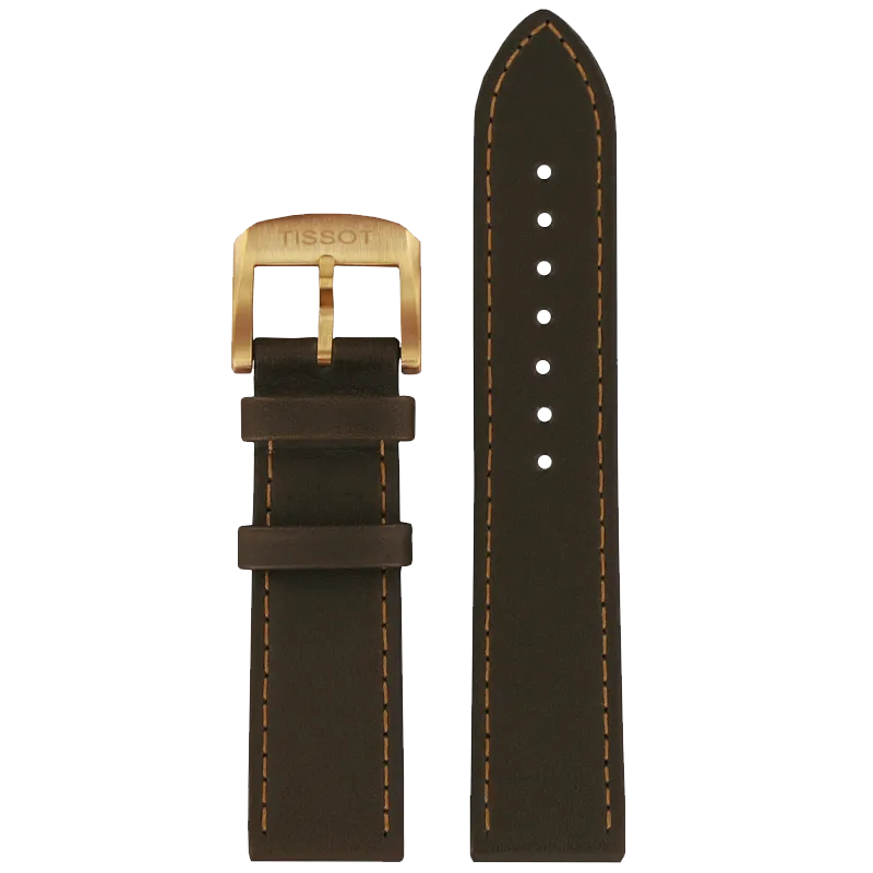 Tissot T600036879 Ремень темно-коричневый, розовая пряжка 