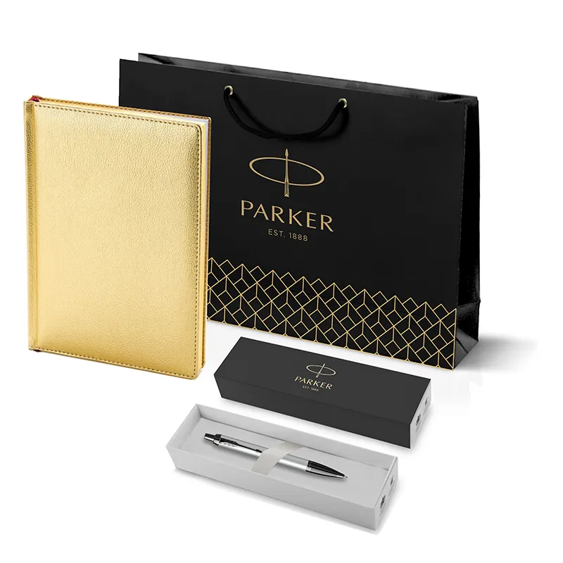 Parker Набор: Шариковая ручка IM MGREY BT BP (21277521) + Ежедневник золотой +  пакет  (212_3_128.117752) 
