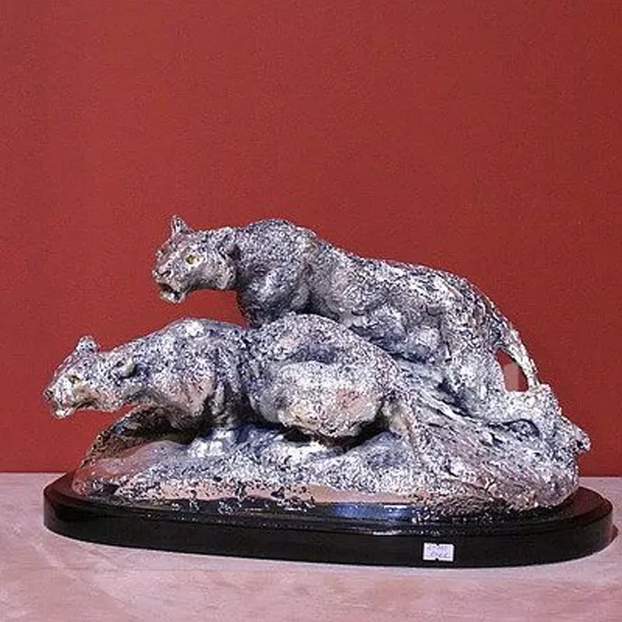 Ottaviani 23782 Скульптура Засада (два леопарда на подставке) 