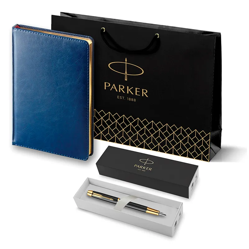 Parker Набор: Перьевая ручка IM Black GT FP (S0856190) + Ежедневник темно-синий + пакет( S085_24606.266190) 