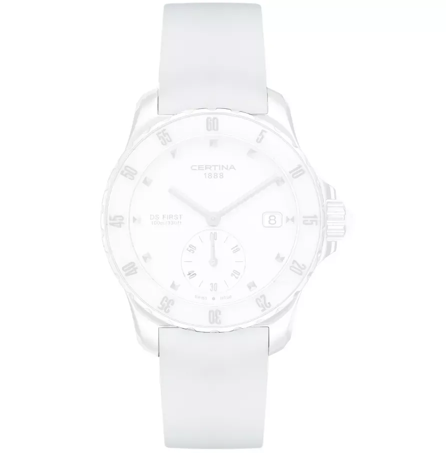 Купить Certina C610015566 ремешок белый силиконовый, без замка в Sibtime Certina C610015566 ремешок белый силиконовый, без замка