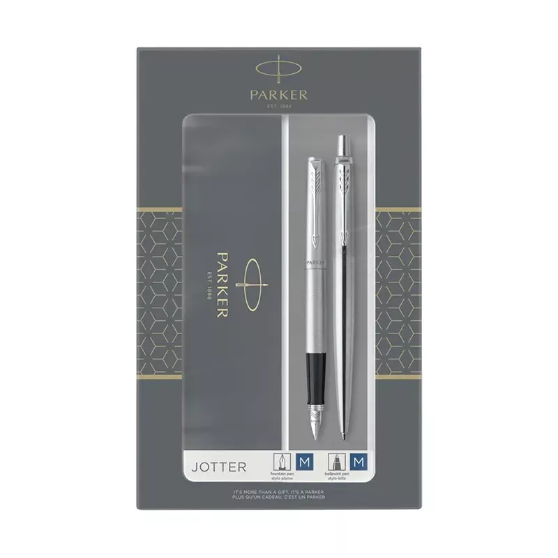 Parker FK61 Набор Parker Jotter Stainless Steel  перьевая + шариковая (2093258) 