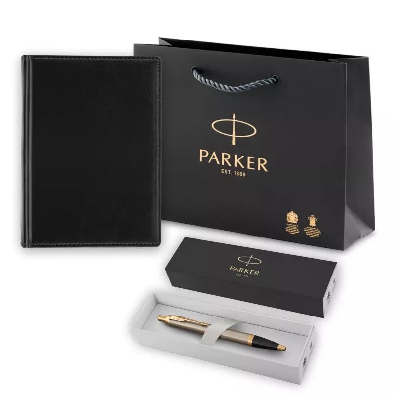 Parker Набор: Шариковая ручка IM Brushed Metal GT BP (1931670) + Ежедневник черный +пакет (1931670MAL) 