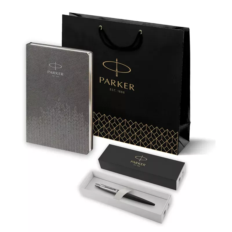 Parker Набор:Шар.ручка Jotter Satin Black CT BP (1953184) + Ежедневник серый недат. (PL1951110_5103184)  Фото 1