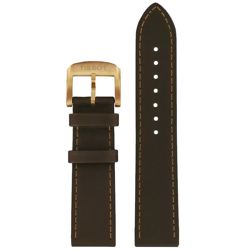 Tissot T600036879 Ремень темно-коричневый, розовая пряжка 